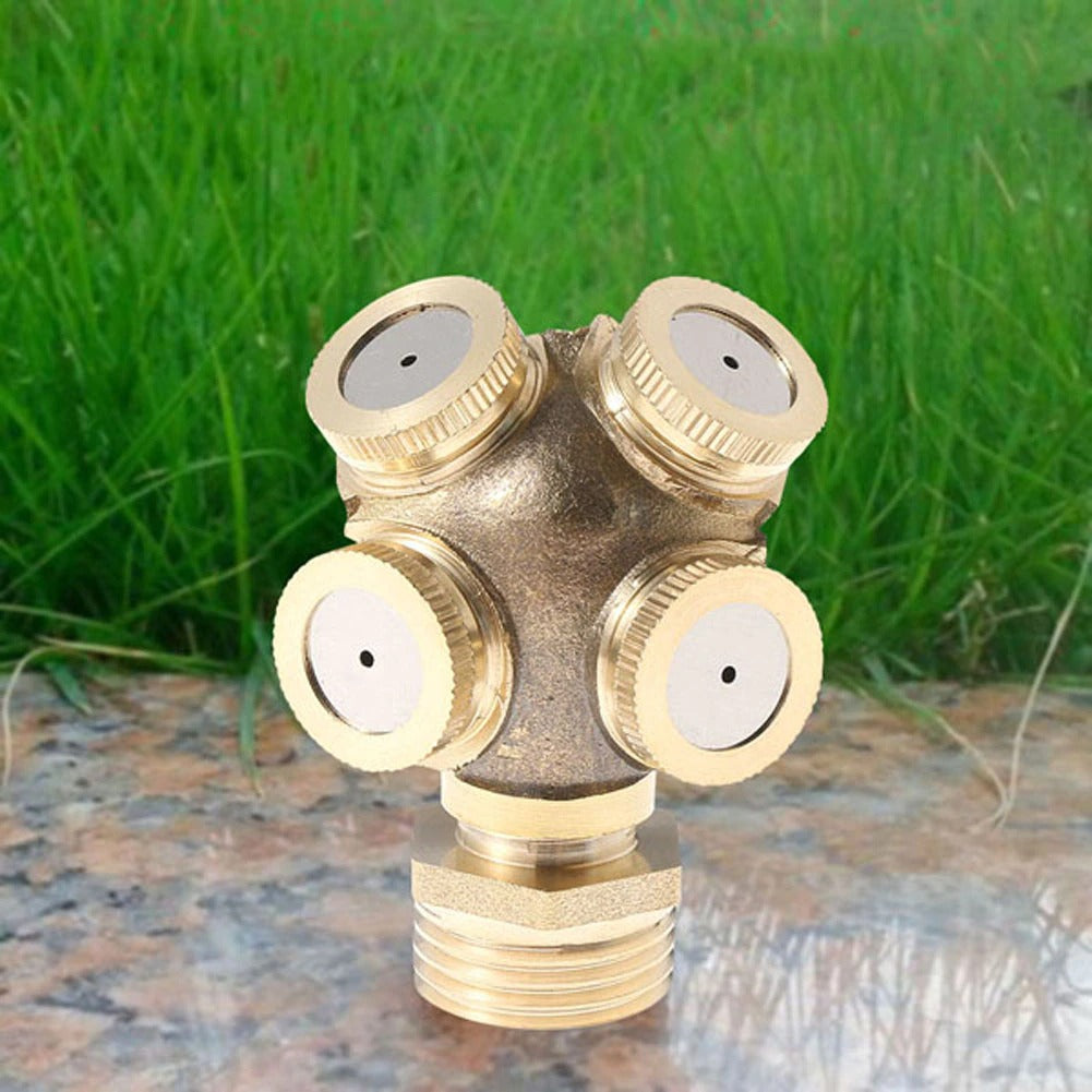 4 Hole Brass Spray Nozzle Garden Sprinkler Irrigation Watering Misting