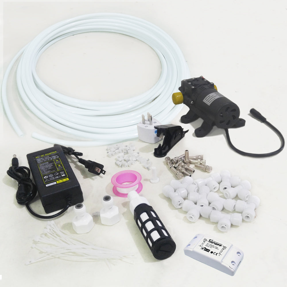 DIY Cooling Fogger Misting Kit with Pump, Garden Auto Watering Water Cooling Irrigation Greenhouse Balcony