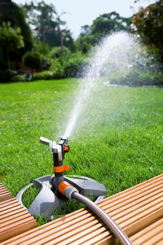 LONG DISTANCE GARDEN PULSE SPRINKLER with CIRCULAR BASE, Made in Germany